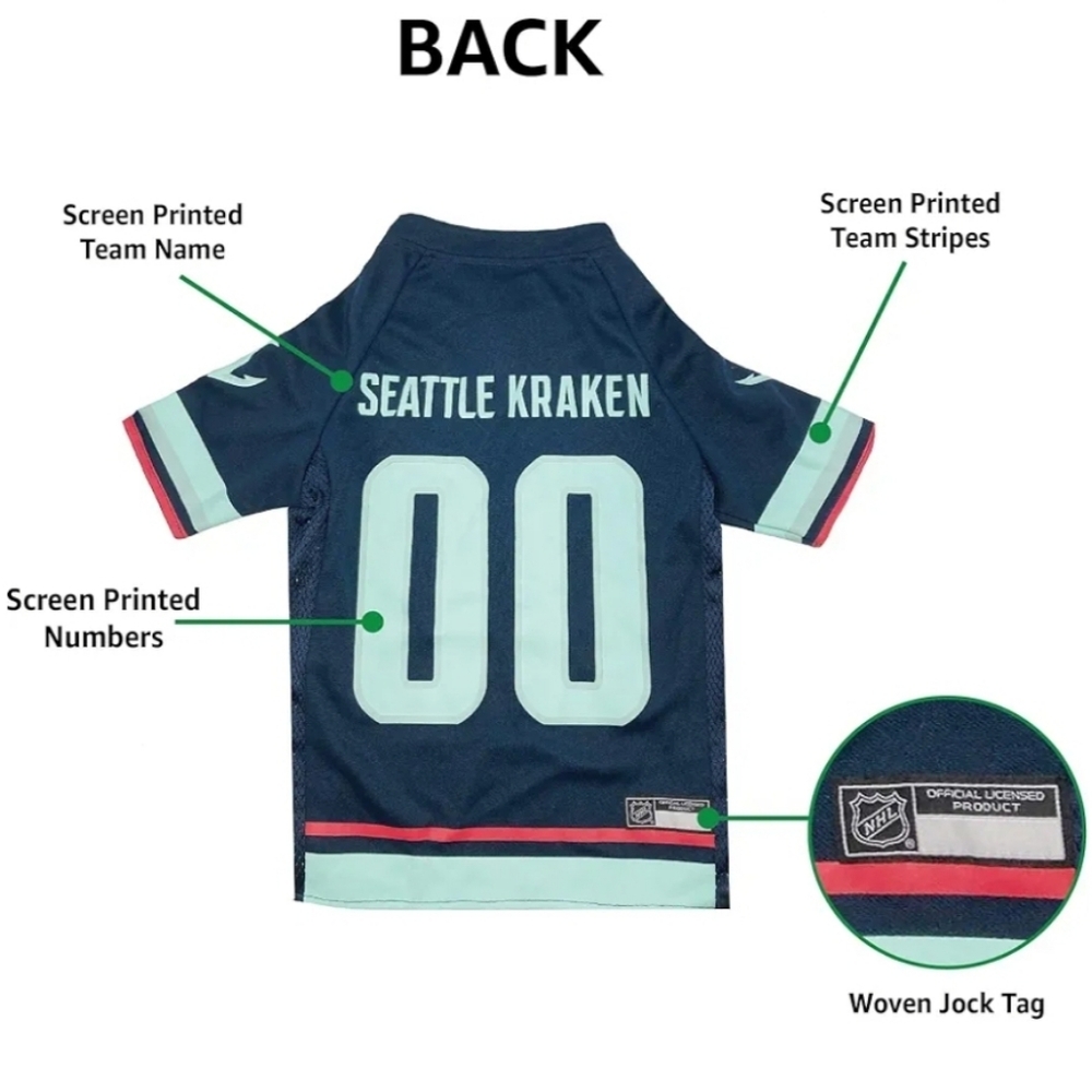 NWT NHL Seattle Kraken Pet Jersey Officially Licensed Dog Cat Shirt Size Medium - Picture 3 of 11